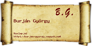 Burján György névjegykártya
